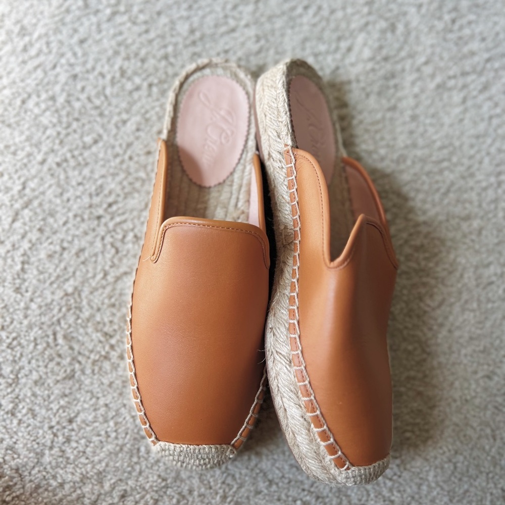 NWT! J.Crew Leather espadrille mules - Picture 4 of 7